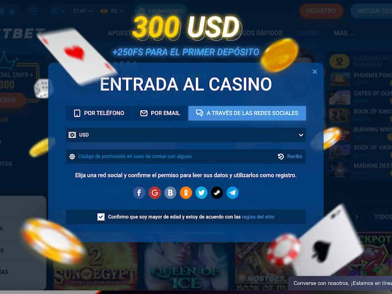 Registrarse en Mostbet con una cuenta de red social