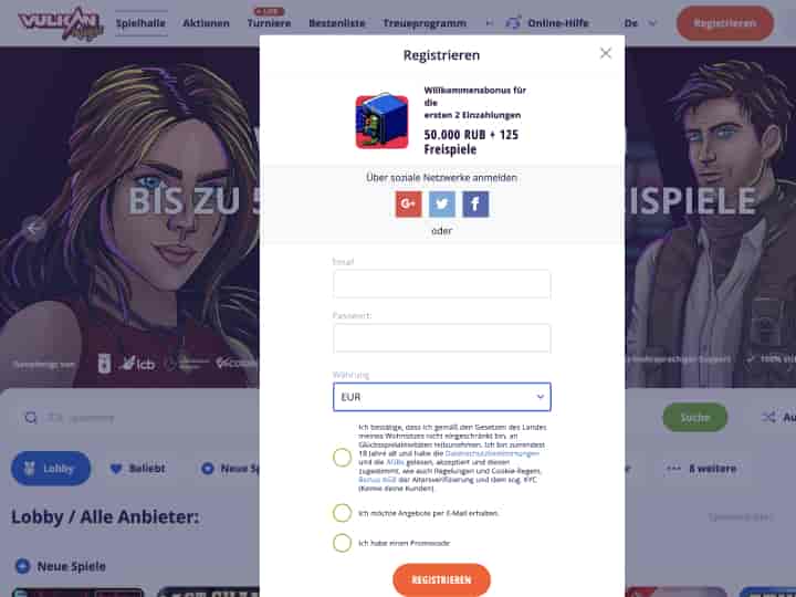 Registrierung in Vulkan Vegas, um Aviator zu spielen