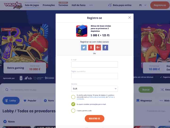 Registro em Vulkan Vegas para jogar Aviator